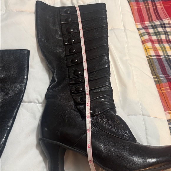 Easton Black Buttoned Heeled Boots - Picture 4 of 12